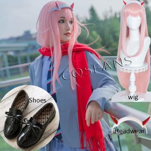 Anime Cosplay DARLING in the FRANXX Zero Two 02 Cosplay Costume CODE 002 School Uniform Women Costume Zero Two Wig shoes