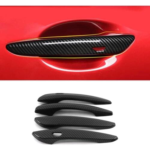 Car Accessories ABS Carbon Gate Door Handle Trim Frame Sticker Cover Exterior Decoration Moulding for Mazda 3 Axela BP 2019-2021