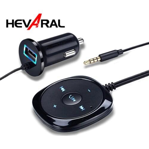 Handsfree AUX 3.5mm Bluetooth Receiver Car Kit Stereo Audio Music With Car Phone Charger USB Charging For Siri Remote Control