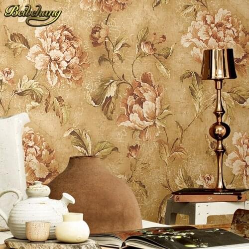 Beibehang wall paper imports of pure American pastoral paper nostalgic retro crack large flower wallpaper the living room
