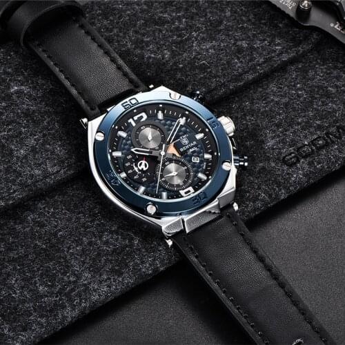 BENYAR Luxury Brand Sports Men Watches Leather Quartz Watch Men Fashion Chronograph Wristwatch Male Military Relogio Masculino