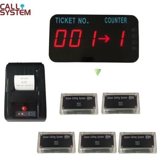 Wireless Queue Management System LED Display Show Calling Number with Counter and Thermal printer