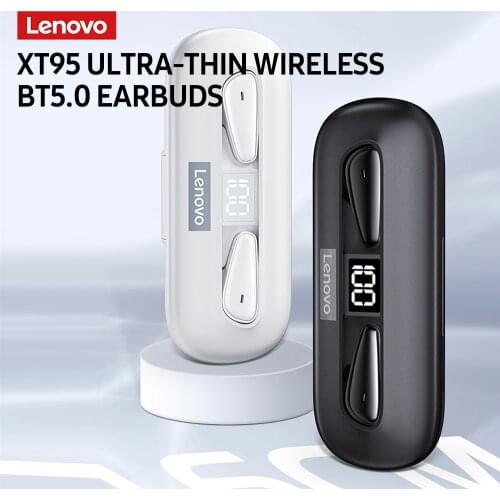 Lenovo XT95 Wireless BT Headphones Semi-in-ear Sports Earbuds Portable Ultra-thin BT5.0 Earphones Long Endurance Time Black