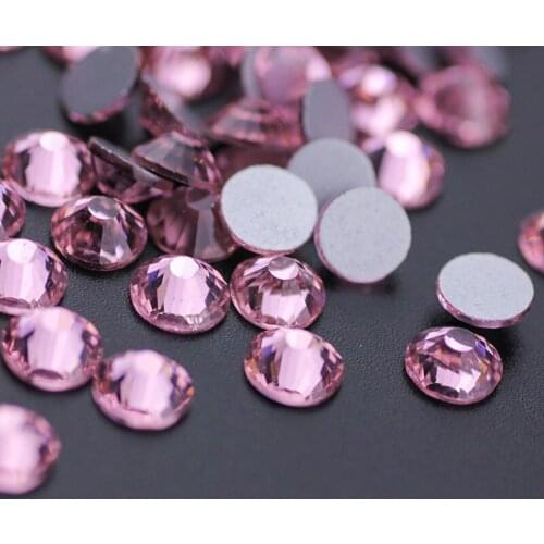 Shiny flat bottom rhinestone SS-SS34 crystal pink non-thermal fixed flat back glass 3D nail decoration nail art accessories