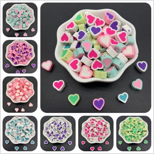 30pcs/Lot 10mm Clay Spacer Beads Heart Shape Polymer Clay Beads For Jewelry Making DIY Handmade Crafts Accessories
