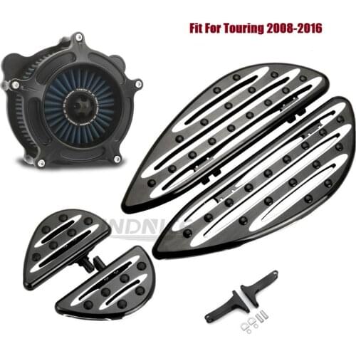 Black Deep cnc cut Floorboards Footboards Air Filter For harley Softail Fatboy Heritage 2016-2017 touring Glide FLHX 2008-2016