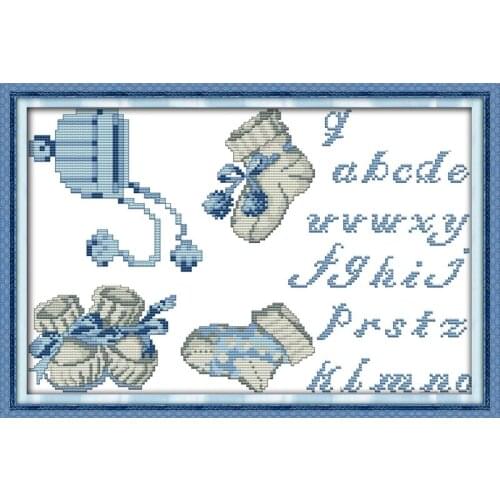 Baby shoes and hats cross stitch kit cartoon 14ct 11ct count print canvas stitching embroidery DIY handmade needlework