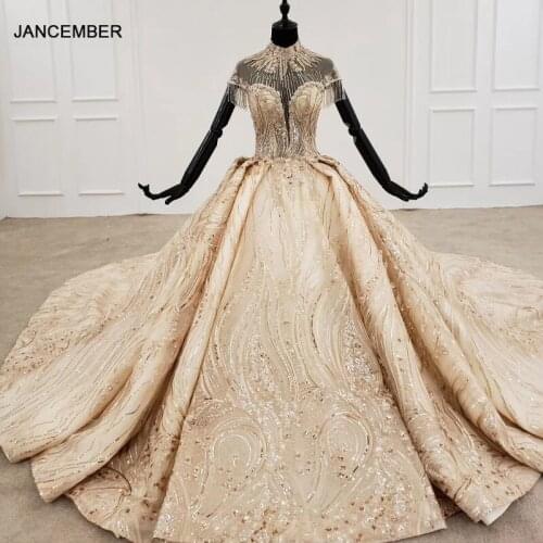 HTL1257 2020 long dresses evening high neck short sleeve beading tassel applique dubai evening dresses платье на выпускной new