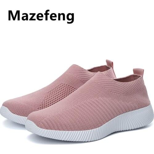 Mazefeng Brand Women Vulcanized Shoes High Quality Women Sneakers Slip on Flats Shoes Women Loafers Plus Size 43 Walking Flat