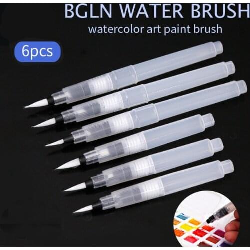 6Pcs/set Large Capacity Water Watercolor Art Marker Paint Brush Nylon Hair Painting Brush Waterbrush For Calligraphy Drawing Pen