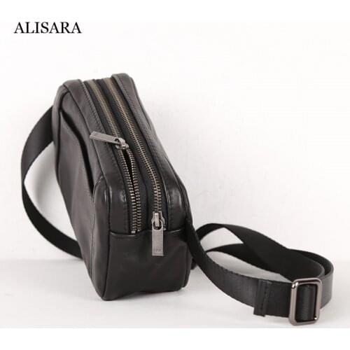 Alisara Men Chest Bag Satchels First Layer Cow Leather High Quality Youth Storage Multifunction Crossbody Pack Travel Small Bags