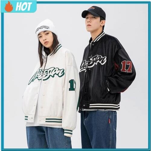 New Autumn High Quali Embroid Thin Oversize Loose Women‘s Boyfriend Style Baseball Jacket Men‘s Bomber Varsity Unisex Couple -40
