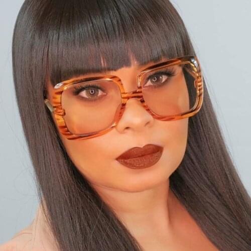 QPeClou 2021 New Summer Leopard Oversized Square Sunglasses Women Brand Designer Brown Sun Glasses Female Big Frame Shades