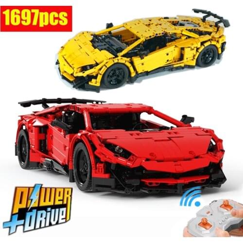 NEW RC Motor Power Function MOC-34645 Lamborghinies Super Car Aventador Fit LeGINGlys Building Kit Block Bricks Diy Toy Gift