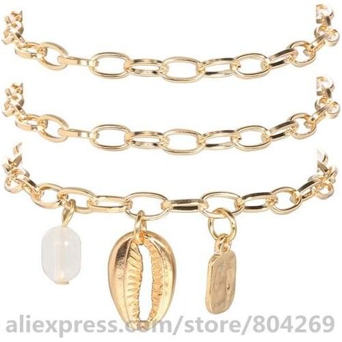 Wholesale Fashion Lady Punk Style Chain Pearl Shell Bracelet Ladies Fancy Bracelet Accessories