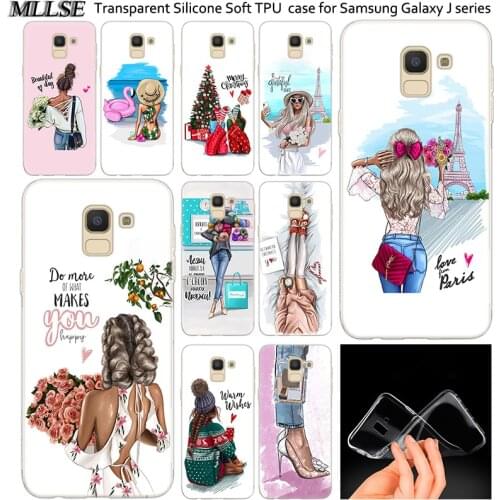 Hot Super girl Transparent Soft Silicone Case For Samsung Galaxy J2Pro J4 J6 J8 2018 J3 J5 J7 2016 2017EU Prime CORE Plus Cover