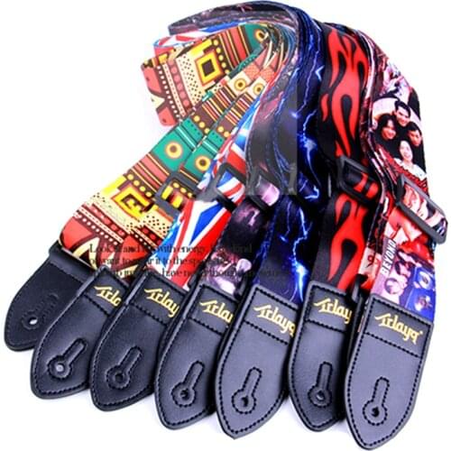 Guitar Strap Multi-Color Guitar Belts Adjustable Colorful Printing Nylon Guitar Straps Bass Acoustic Electric Guitar Accessories