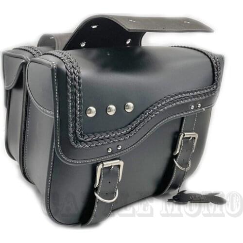 Motorcycle Saddle Bags 2x Black Motorbike Luggage PU Leather Tool Bags For VTX1300 VTX1800 VT750 VT400 VLX600 Bike Motorbike Bag