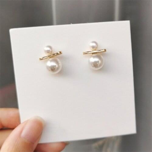 Simple Simulataed Pearl Ball Stud Earrings for Women Cute Korean Round Geometric Girl Ear Jewelry Wedding Party Boucle