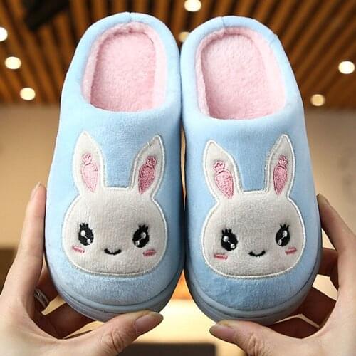 Winter Slippers For Boys Girl Rainbow Cartoon Cute Warm Flat Shoes Children Non-slip Home Indoor Fashion Kids Slides Flip Flops