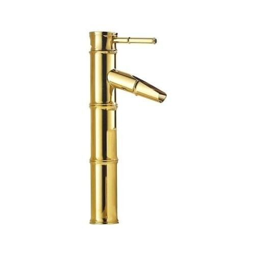 Bathroom Faucet Vessel Tall Bamboo Basin mixer Antique gold-plated Sink faucet Arts Counter Basin Hot cold water Taps torneira
