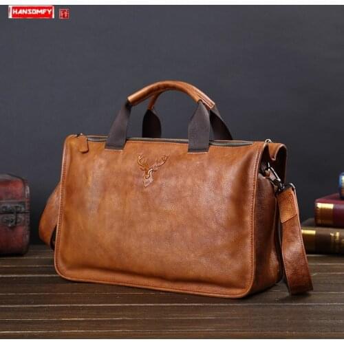 Genuine Leather Mens Handbag Leather Men Bag Casual Business Briefcase Shoulder Messenger Bag Computer Bag Fashion Trend