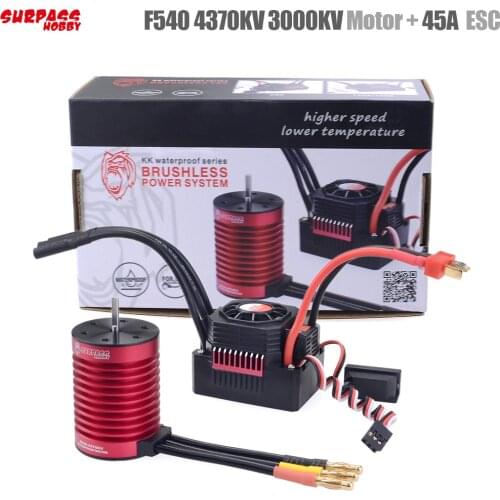 SURPASSHOBBY KK Waterproof Combo F540 3000KV 4370KV Brushless Motor w/ 45A Brushless ESC for 1/10 RC Car / Tamiya Axial Redcat