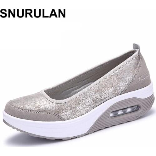 SNURULAN 2017 autumn women flat platform shoes women breathable mesh casual shoes fashion platform flats ladies wedges shoes