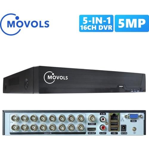 MOVOLS DVR 16CH CCTV Video Recorder For AHD Camera Analog Camera IP Camera Onvif P2P 5MP H.265 SATA support install 2pcs HDD DVR
