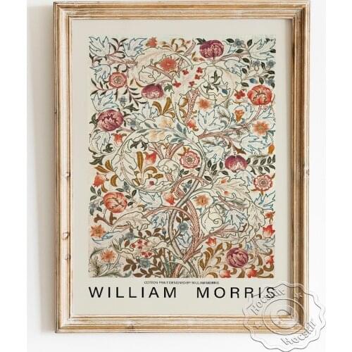 William Morris Exhibition Museum Poster, Naturalistic Floral Wallpaper Pattern Design Prints, Fabric Acanthus Flower Home Decor