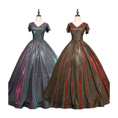 100%real silver thread silver/coffee gold ball gown queen long dress Victorian cosplay Marie/ball gown Belle Ball