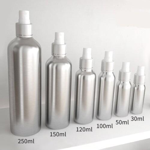 300x 30/50/100/120/150/250ml Aluminium Spray Refillable Bottle Empty Bottles Travel Pump Cosmetic Pack Empty Atomizer Packaging