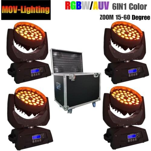 4pcs/lot flight case Guangzhou professional stage 36x18W Zoom LED Moving Head Mini Beam Light disco lighting