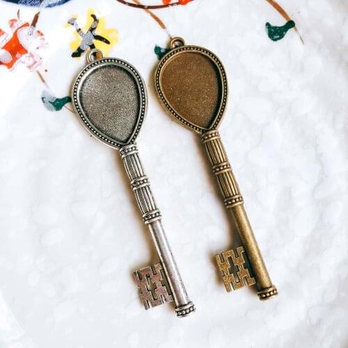 5pcs/lot 18x25mm Necklace Pendant Setting Antique Bronze Silver Glass Cabochon Blank Base Supplies for Jewelry T316