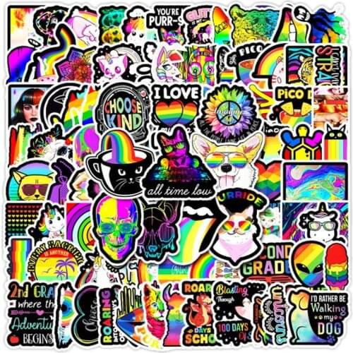 50 100PCS Neon Light Stickers Unicorn Toys for Anime Animal Cute Decals to Laptop Phone Suitcase Guitar Fridge pegatinas