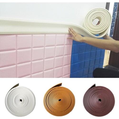 6X200CM Border Wall Sticker 3D Foam Waist Line Decoration Skirting Line TV Background Wall Sticker Waterproof Anti-Collision