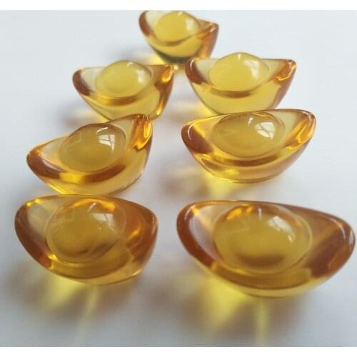 7pcs/Packs Yellow Fusion Quartz Crystal Gold Ingot Imitation Ancient Chinese Coin Household Ornaments Wholesale Gold Ingot