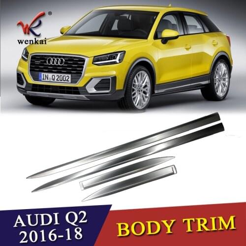 Car Styling Sliver ABS 4pcs Sequins For Audi Q2 2017 2018 Chrome Door Side Body Molding Line Body Kits Cover Trim Strip