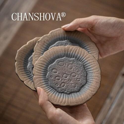 CHANSHOVA Chinese retro style Handmade pottery small teacup saucer Coaster Teaware Accessories tea set China ceramic H454