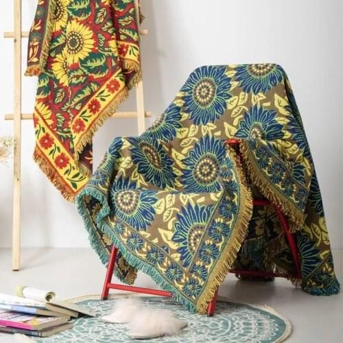 Floral Blanket Sofa Sunflower Pattern Travel Throw Blanket For Bed Living Room Tapestry Carpet Sofa Blankets Knit Cover deken