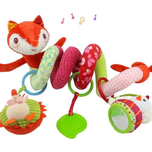 Baby Toys Plush Rattle Crib Spiral Hanging Teether Music Mobile for Children 0-12 Months Newborn Stroller Bed Cute Animal Gift