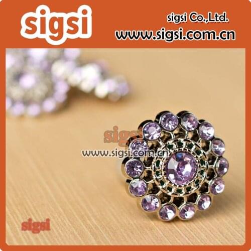 Purple flower style color crystal acrylic rhinestone button for garniture