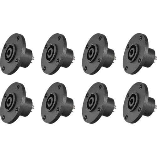 8 Pack SpeakOn Panel Mount Socket Round, 4 Pole Audio Speaker Jack Twist Lock Compatible with Speakon NL4MP, NL4MPR, NL4FC, NL4F