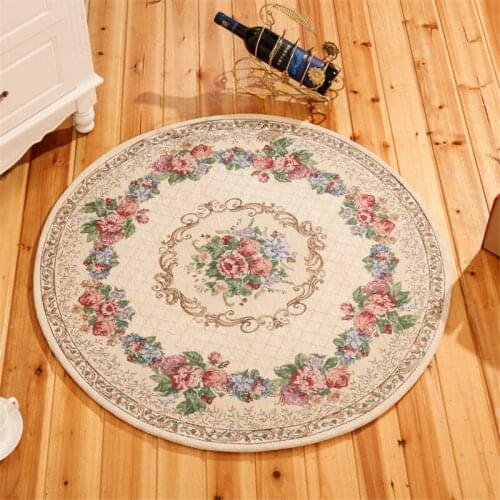 Round Pastoral Carpets For Living Room American Home Bedroom Rugs Vintage Carpets Computer Chair Europe Area Rug Kid Play Mat