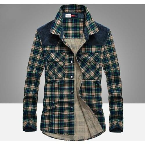 2020 Spring Autumn Plaid Shirt Men Long Sleeve Turn-down Collar 100% Cotton Mens Shirts Casual Chemise homme Plus Size