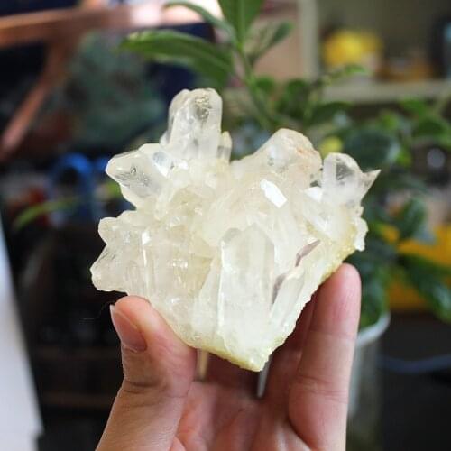 Natural white angel aura crystal cluster electroplating Titanium coating quartz cluster stone Healing D3