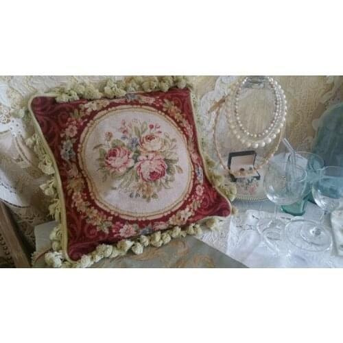 Needlepoint pillows [. June New] All Wool Handmade Embroidery Cushion Cover Vintage