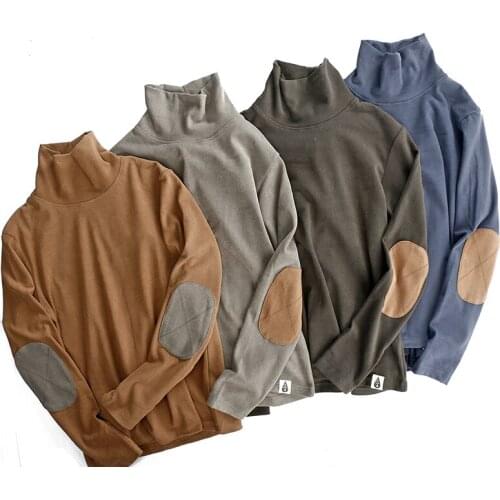 Autumn Imported Double-sided Cashmere T-shirt Mens Thickened Solid Color Turtleneck Long Sleeve Casual Couples Bottoming Tops