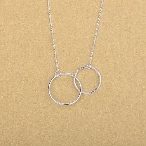 925 Sterling Silver Double Circles Pendant Necklaces For Women Fashion Jewelry Gifts