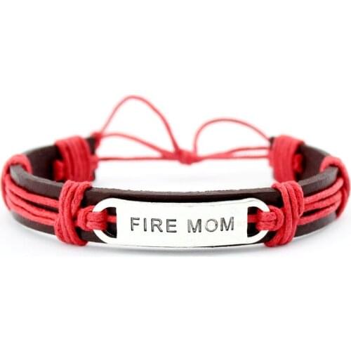 Firefighter Fire Mom Wife Thin Blue Line Dogs Paw Turtle Tortoise Scissors Arrow Charm Wax Leather Bracelets Women Men Jewelry